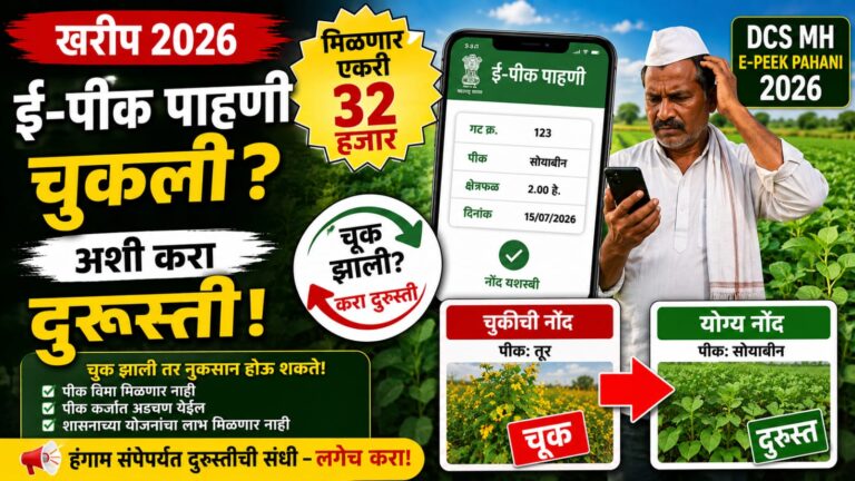 खरीप 2026 ई-पीक पाहणीमध्ये चूक झाली? अशी करा दुरुस्ती, जाणून घ्या DCS MH E-Peek Pahani नियम