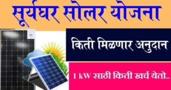 PM Surya Ghar Yojana: पी एम सूर्यघर योजने अंतर्गत एक किलोवॅट सोलर सिस्टम ची किंमत? पी एम सूर्य घर 1 किलोवॅट सौर यंत्रणा खर्च