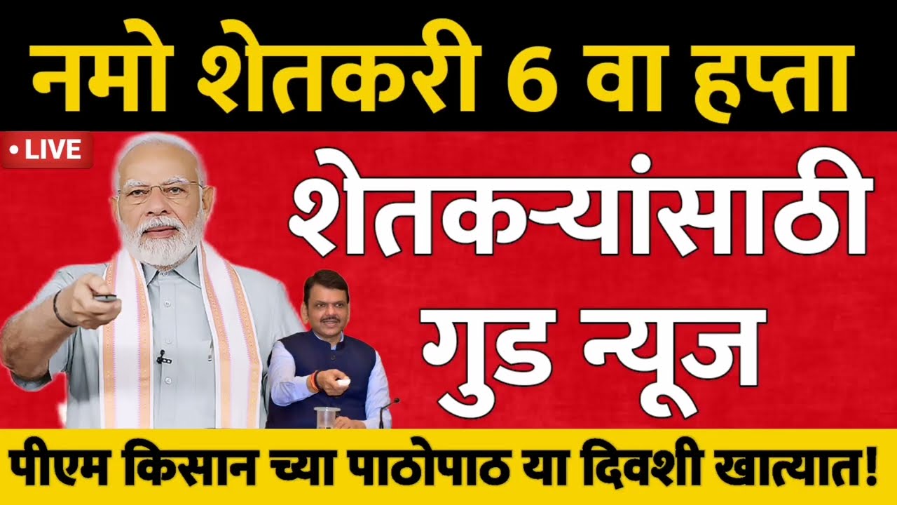 नमो शेतकरी महासन्मान निधी योजनेचा 6 वा हप्ता लाभार्थ्यांच्या बँक खात्यामध्ये जमा होणार या दिवशी...