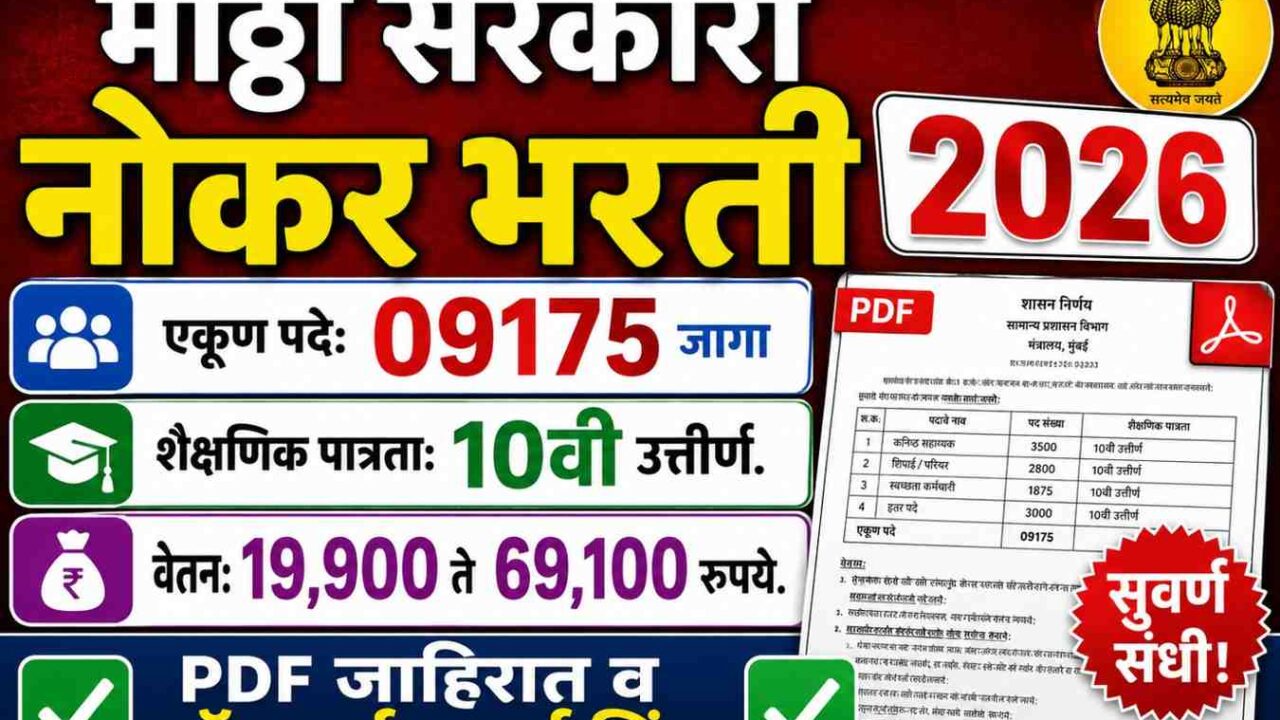 मोठी सरकारी नोकर भरती : CRPF मध्ये 9175 जागांसाठी मोठी सरकारी नोकरी, लगेच अर्ज करा!