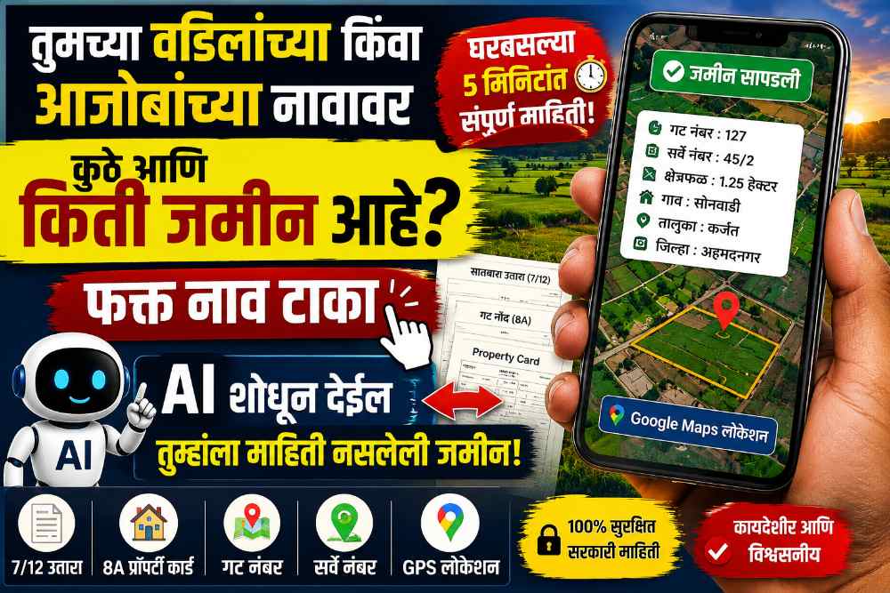 'वडिलांच्या' किंवा 'आजोबांच्या' नावावरची कोणतीही जमीन एका क्लिकमध्ये शोधा! AI मुळे आता कुणीही नाही फसवू शकणार!
