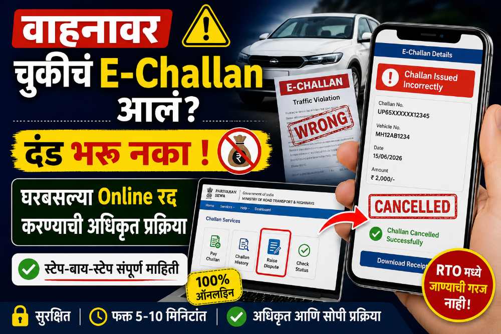 वाहनावर चुकीचे E-Challan आले आहे? दंड भरण्या ऐवजी हे online काम करा