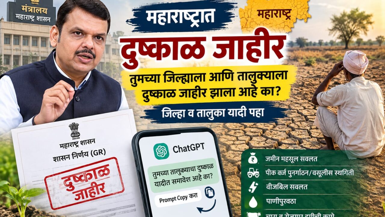 तुमच्या जिल्ह्याला आणि तालुक्याला दुष्काळ जाहीर केला आहे का? लगेच तपासा ChatGPT Prompt ने यादी शोधा.