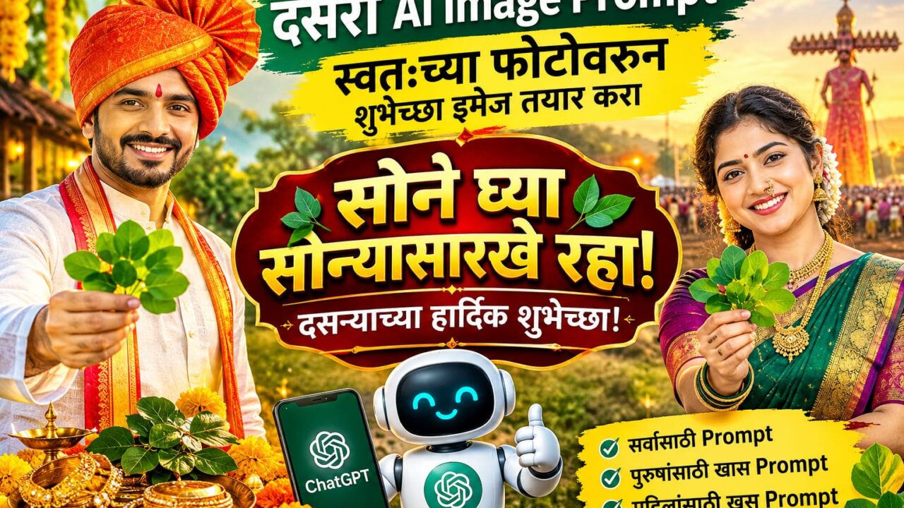 दसऱ्याच्या शुभेच्छा इमेज तयार करा ChatGPT सह | पुरुष आणि महिलांसाठी खास AI Prompt.