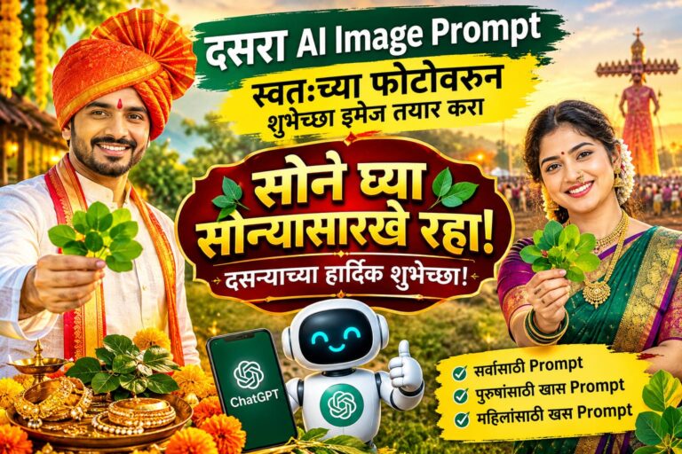 दसऱ्याच्या शुभेच्छा इमेज तयार करा ChatGPT सह | पुरुष आणि महिलांसाठी खास AI Prompt.